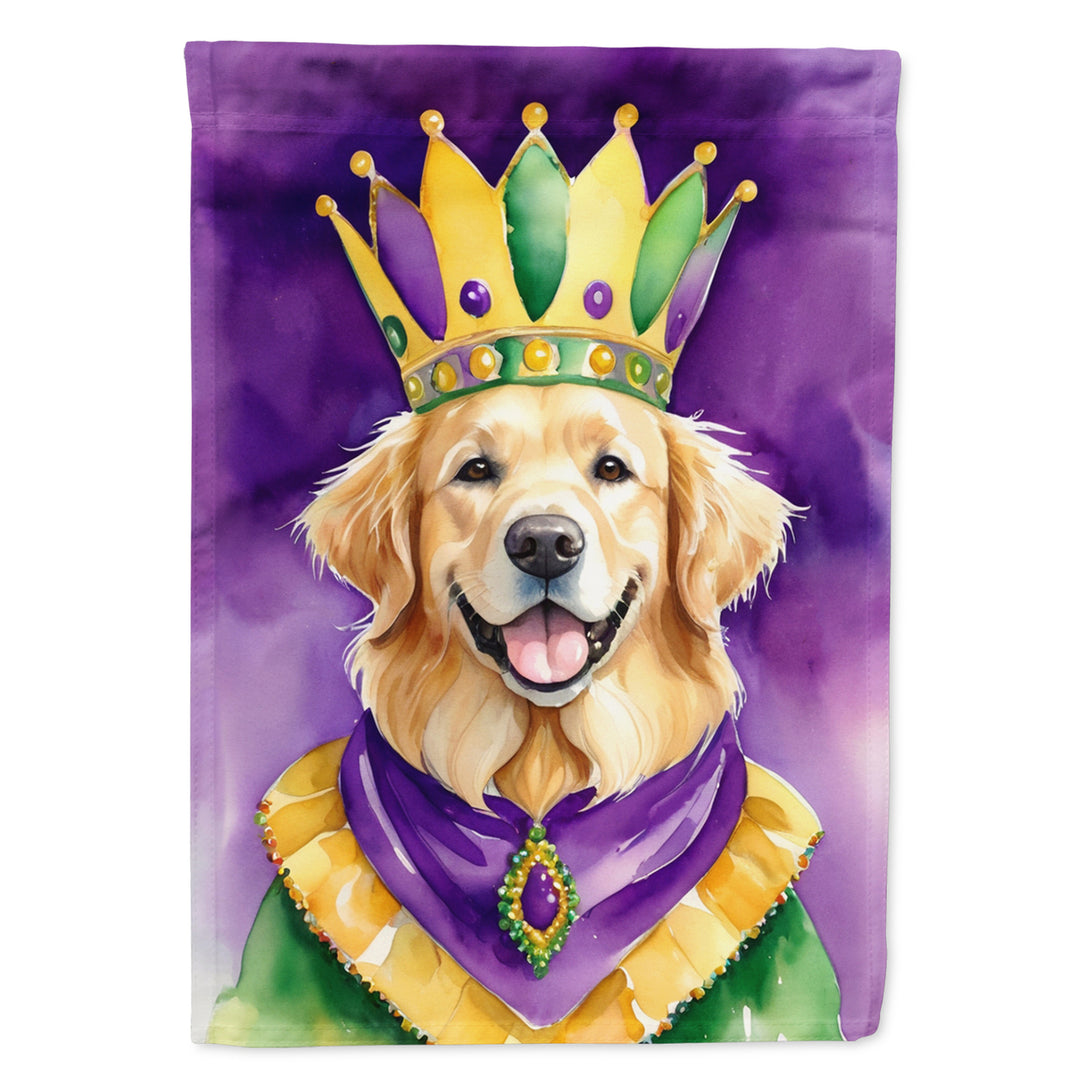 Golden Retriever King of Mardi Gras House Flag Image 1