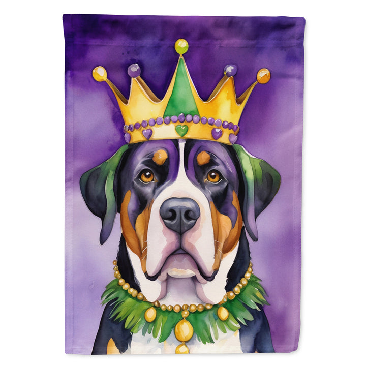 Greater Swiss Mountain Dog King of Mardi Gras House Flag Image 1