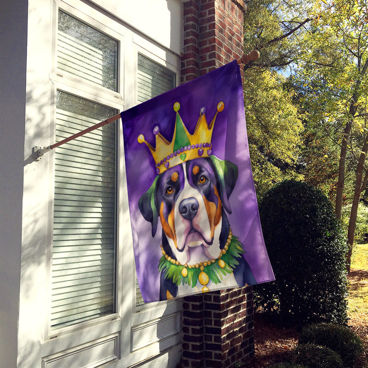 Greater Swiss Mountain Dog King of Mardi Gras House Flag Image 2