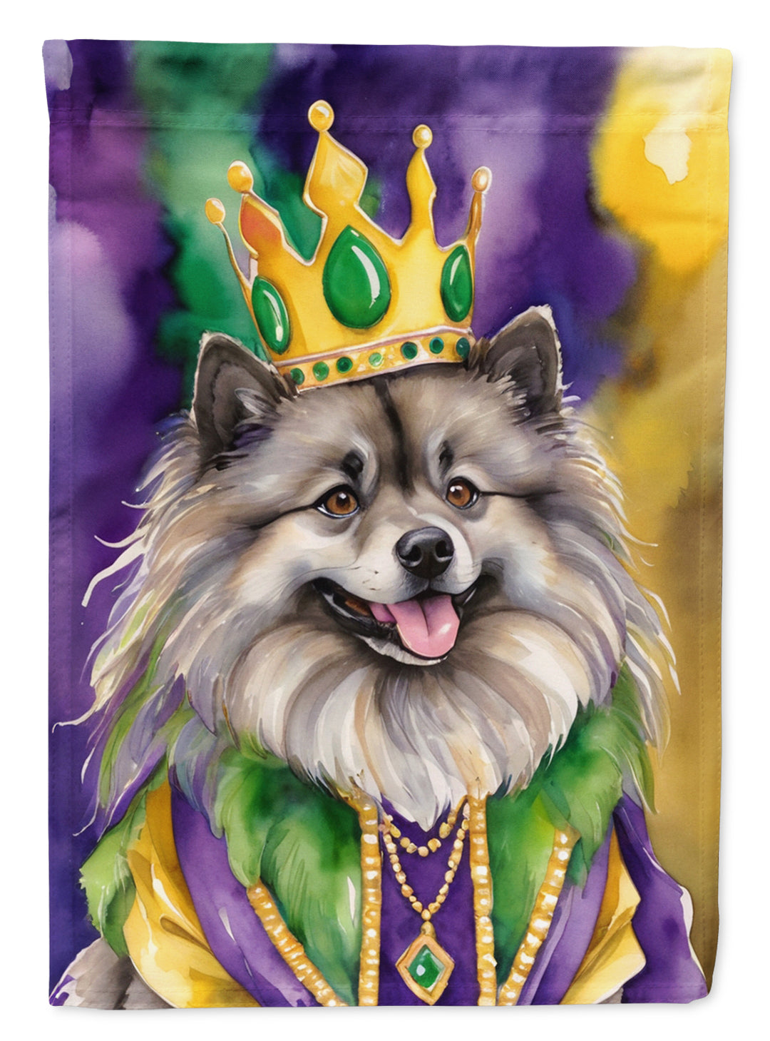 Keeshond King of Mardi Gras House Flag Image 1