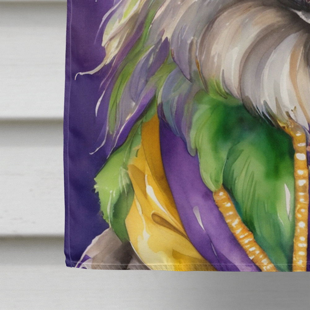 Keeshond King of Mardi Gras House Flag Image 4