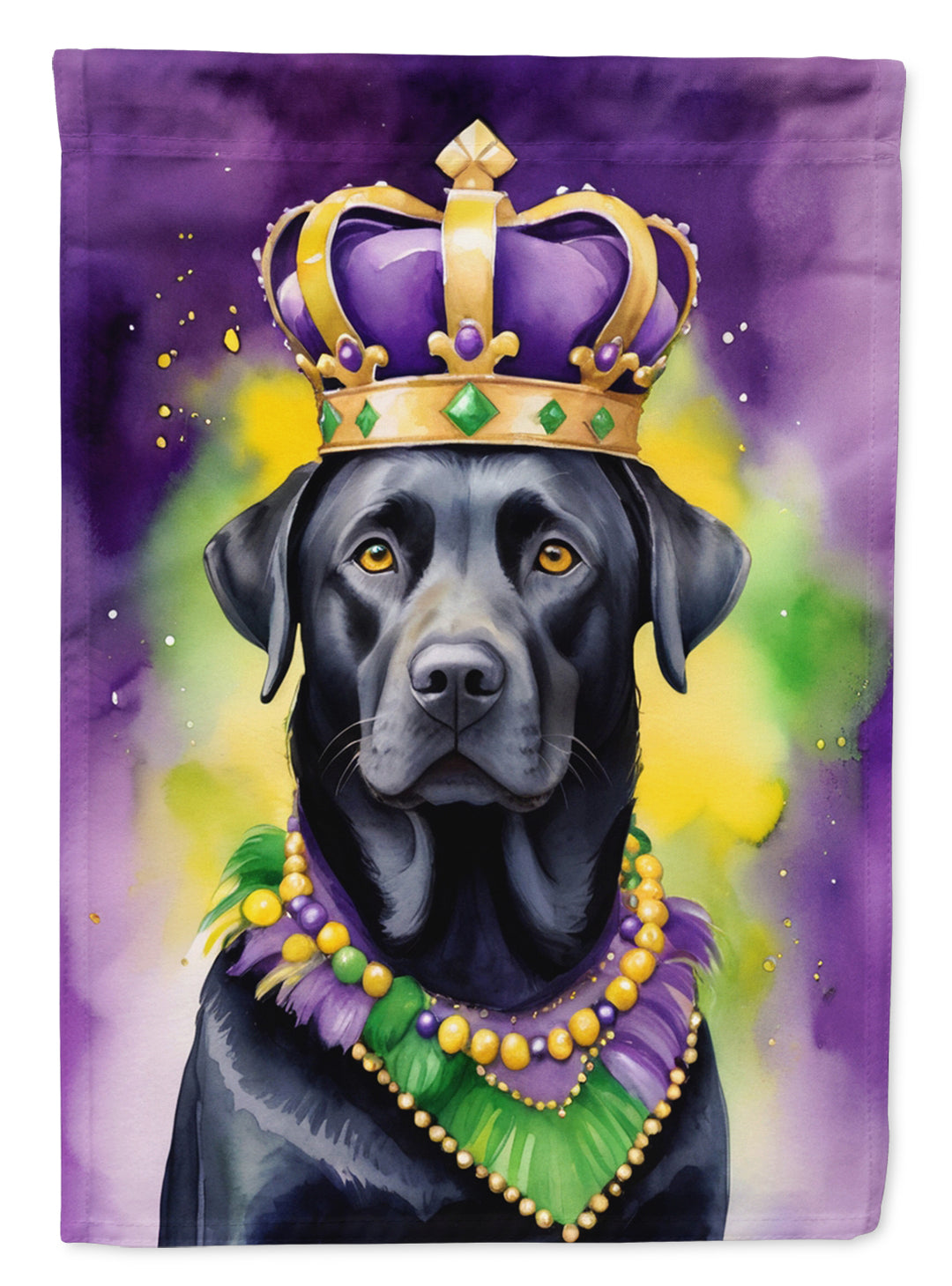 Labrador Retriever King of Mardi Gras House Flag Image 1