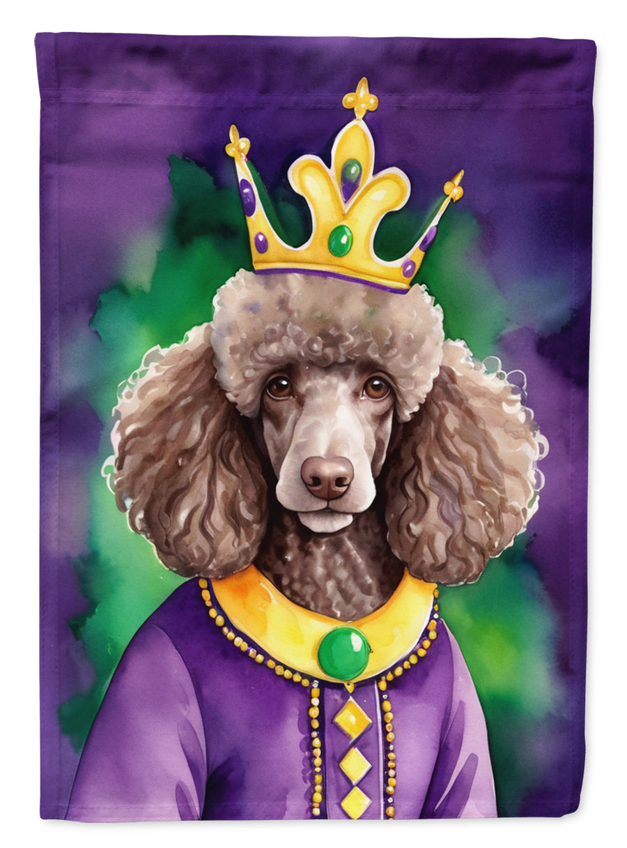 Chocolate Poodle King of Mardi Gras House Flag Image 1