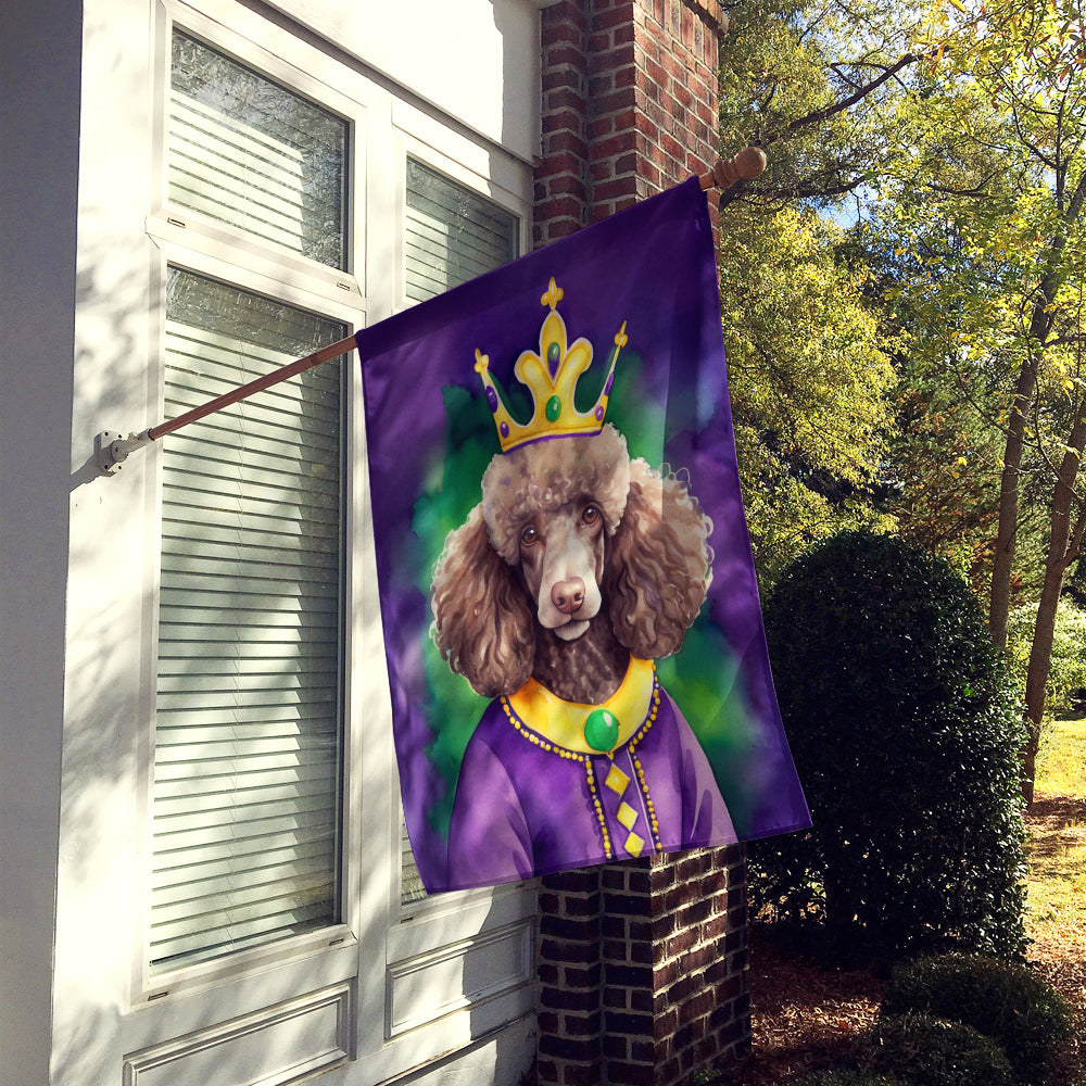 Chocolate Poodle King of Mardi Gras House Flag Image 2