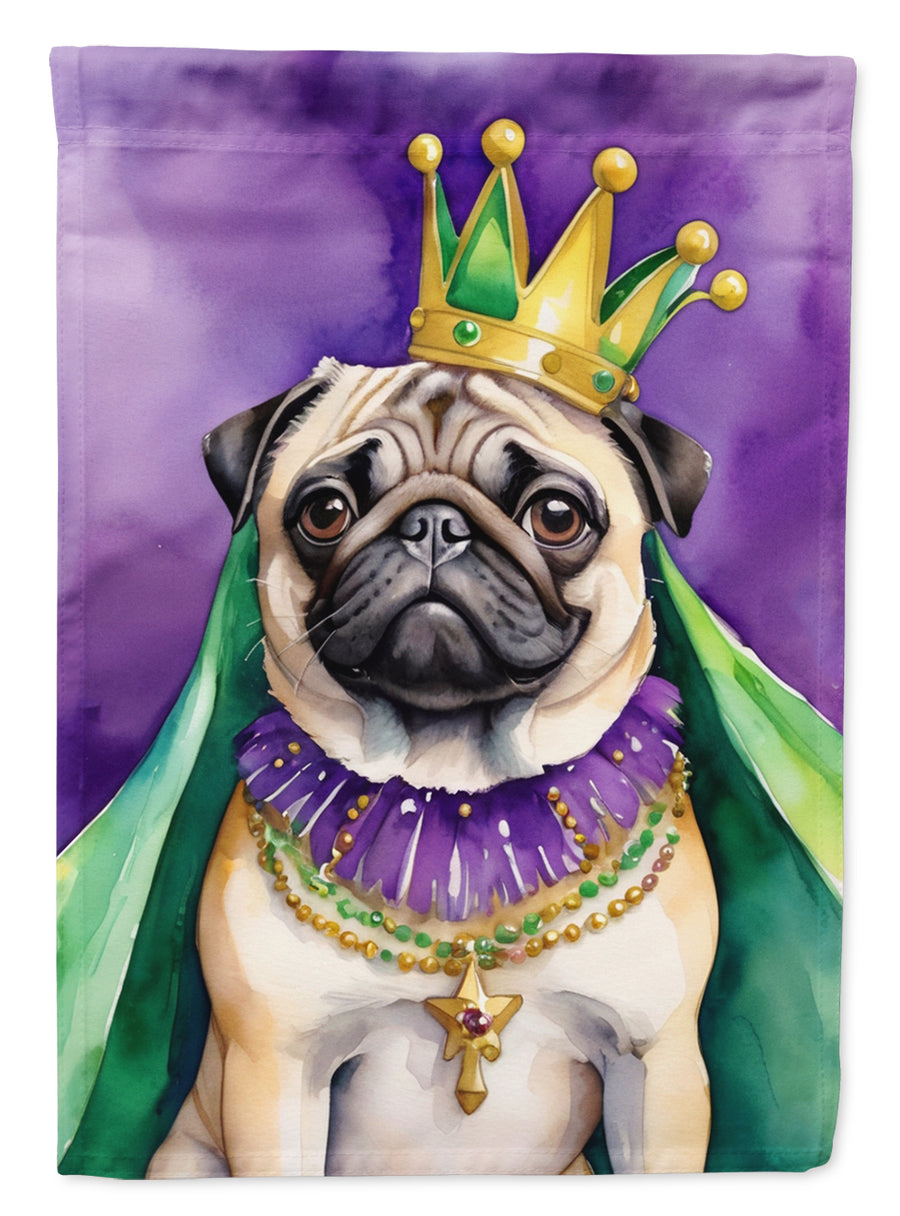 Pug King of Mardi Gras House Flag Image 1