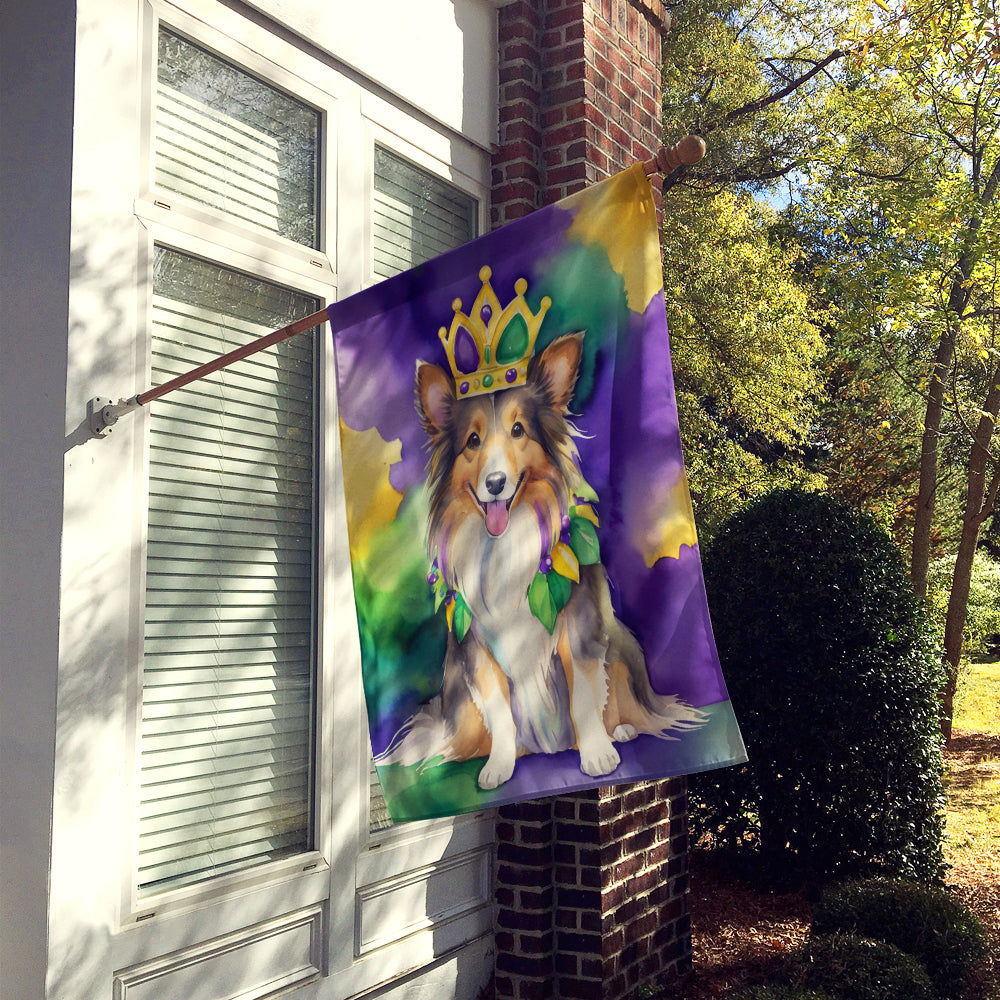 Sheltie King of Mardi Gras House Flag Image 2