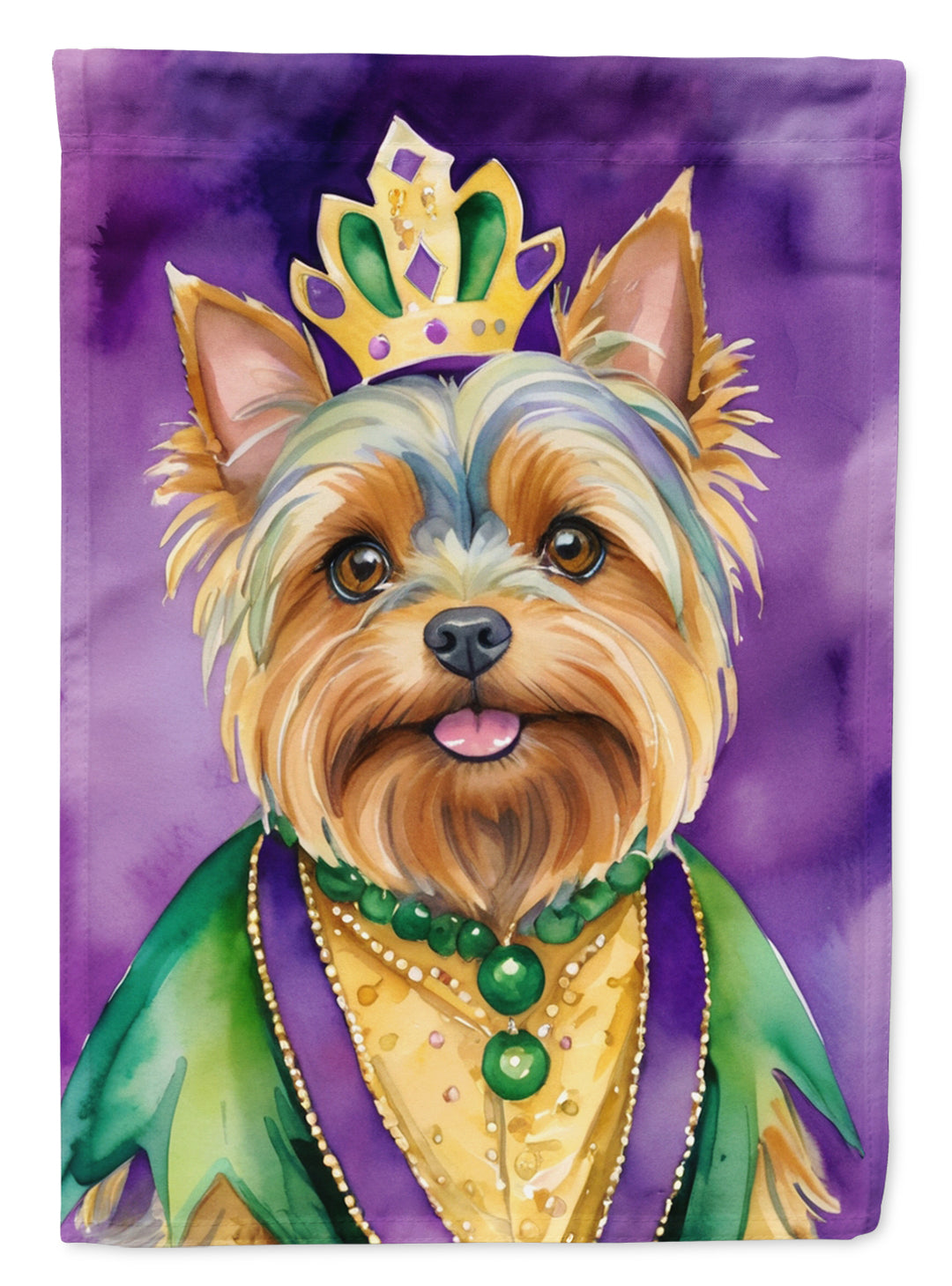 Yorkshire Terrier King of Mardi Gras House Flag Image 1