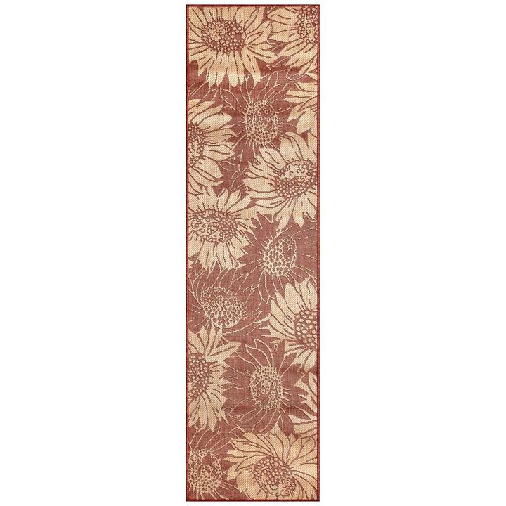 Liora Manne Carmel Sunflower Field Rug Indoor Outdoor Chili Red Beige 5x7 Image 1