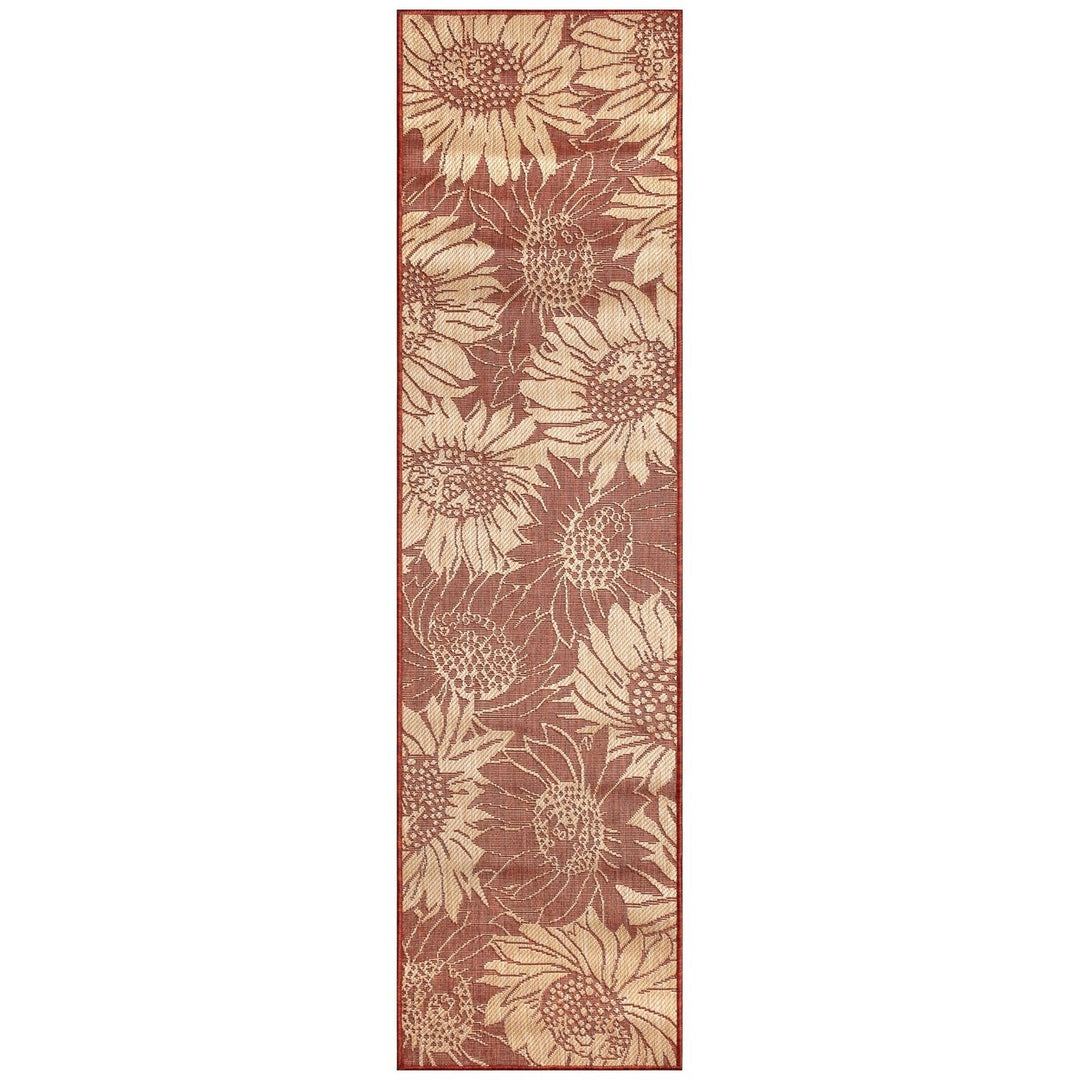 Liora Manne Carmel Sunflower Field Rug Indoor Outdoor Chili Red Beige 5x7 Image 12