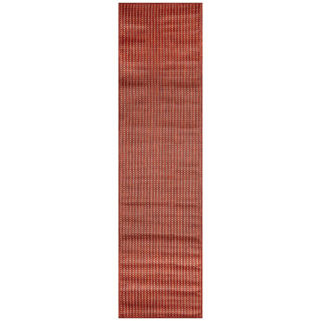 Liora Manne Carmel Indoor Outdoor Area Rug Chili Red Textured Stripe 5x8 Image 12