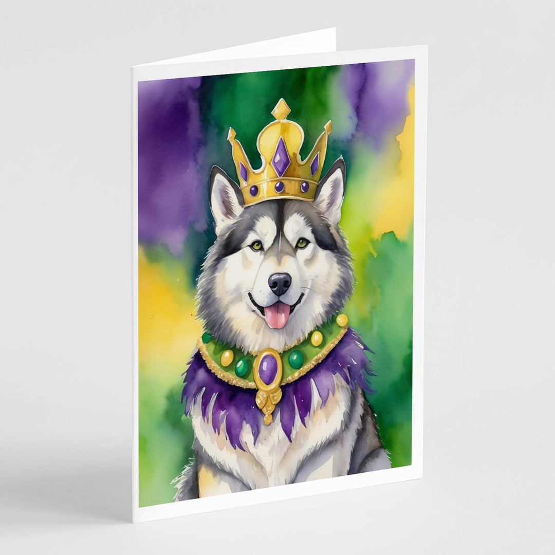 Alaskan Malamute King of Mardi Gras Greeting Cards Pack of 8 Image 1