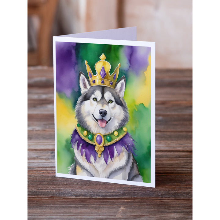 Alaskan Malamute King of Mardi Gras Greeting Cards Pack of 8 Image 2