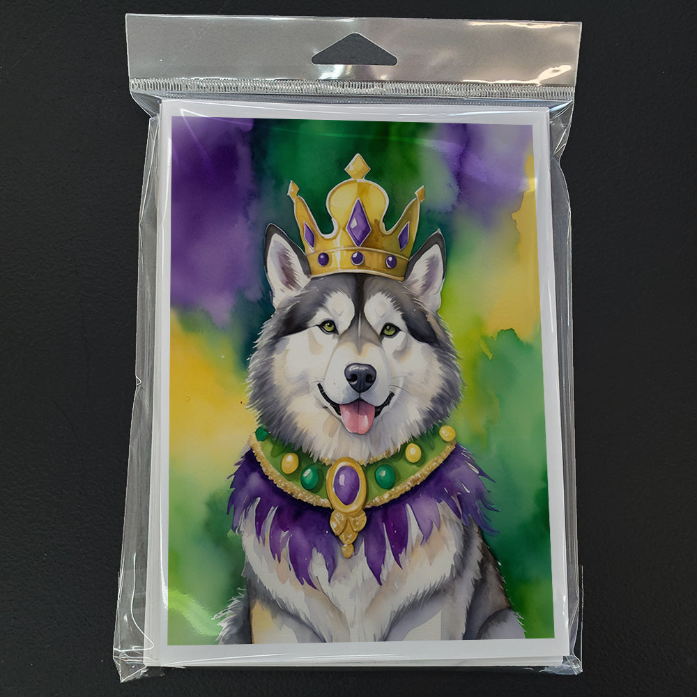 Alaskan Malamute King of Mardi Gras Greeting Cards Pack of 8 Image 3