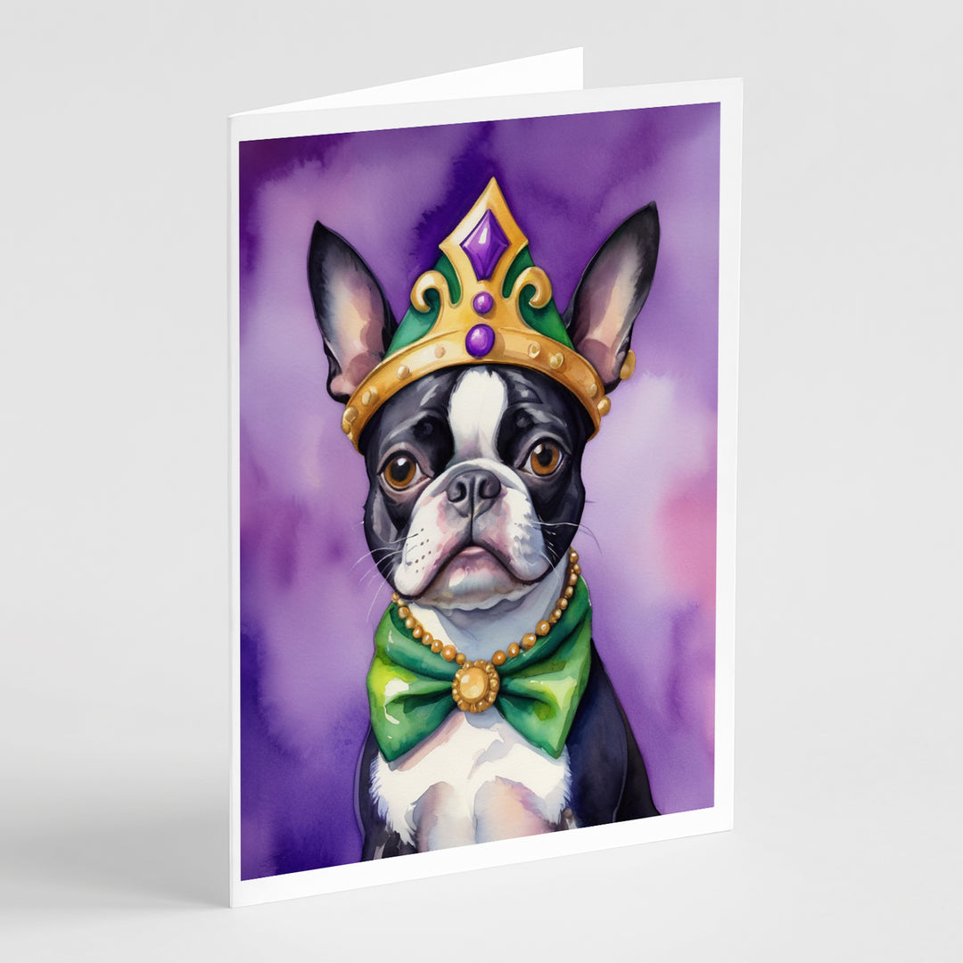 Boston Terrier King of Mardi Gras Greeting Cards Pack of 8 Image 1