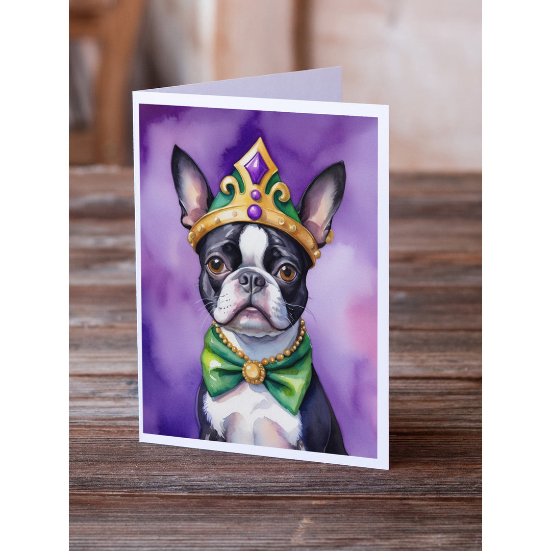 Boston Terrier King of Mardi Gras Greeting Cards Pack of 8 Image 2