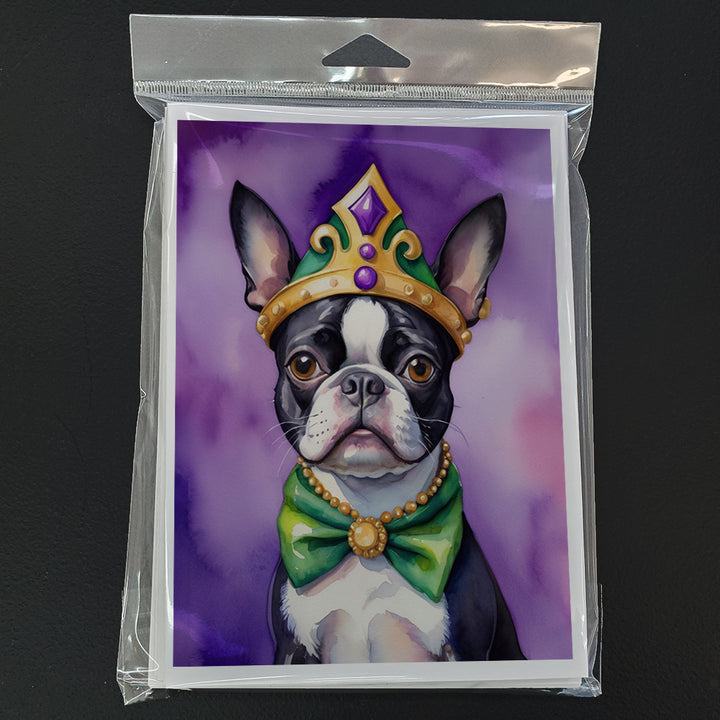 Boston Terrier King of Mardi Gras Greeting Cards Pack of 8 Image 3