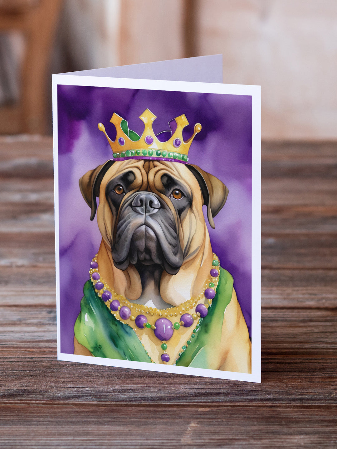 Bullmastiff King of Mardi Gras Greeting Cards Pack of 8 Image 2