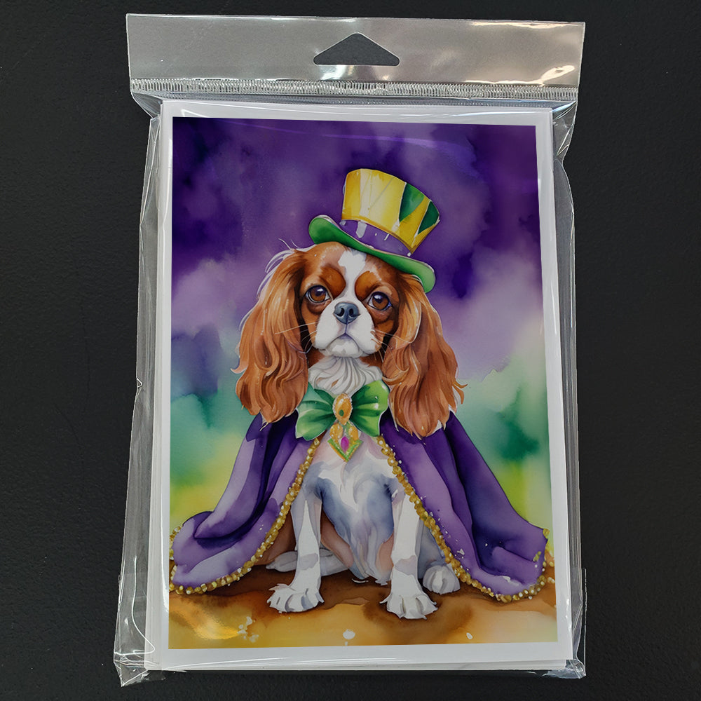 Cavalier Spaniel King of Mardi Gras Greeting Cards Pack of 8 Image 3