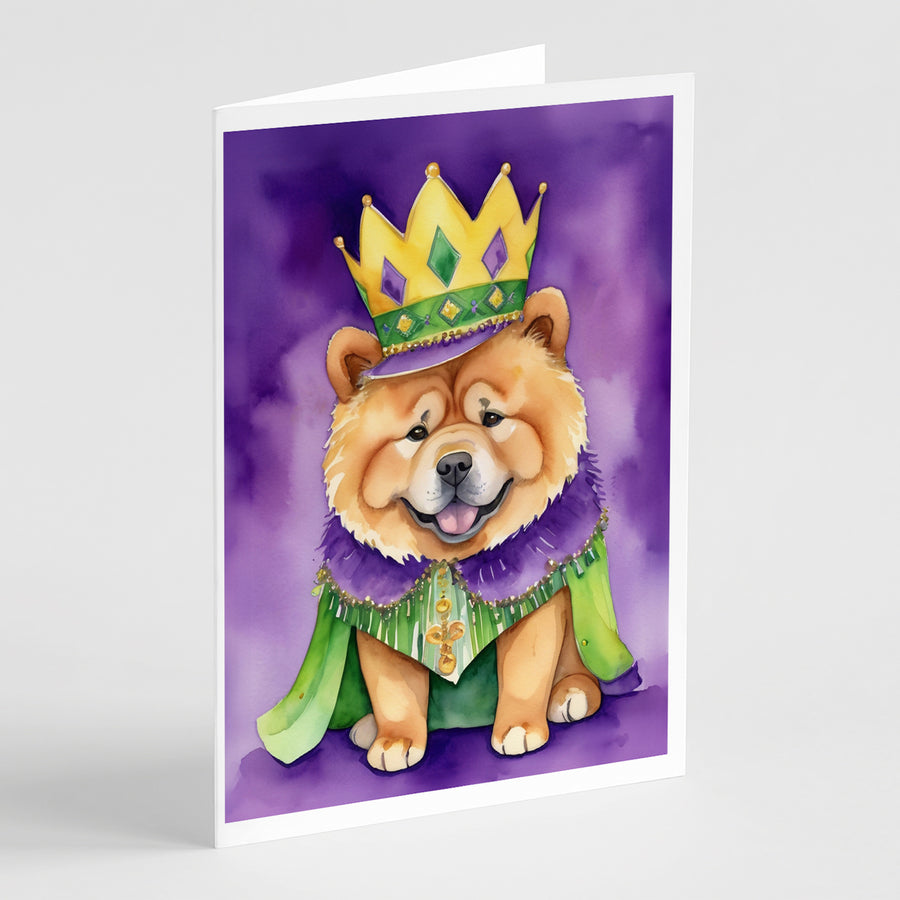 Chow Chow King of Mardi Gras Greeting Cards Pack of 8 Image 1