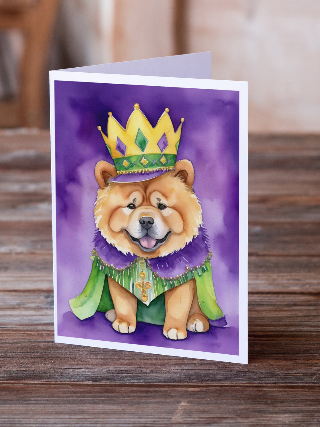 Chow Chow King of Mardi Gras Greeting Cards Pack of 8 Image 2