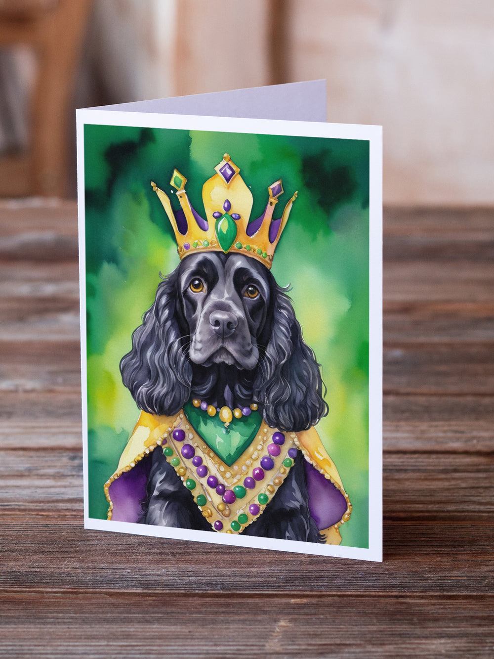 Cocker Spaniel King of Mardi Gras Greeting Cards Pack of 8 Image 2