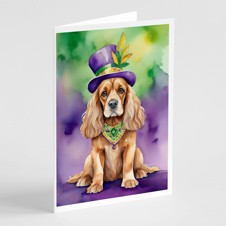 Cocker Spaniel King of Mardi Gras Greeting Cards Pack of 8 Image 1