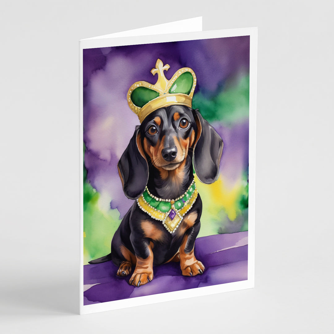 Dachshund King of Mardi Gras Greeting Cards Pack of 8 Image 1