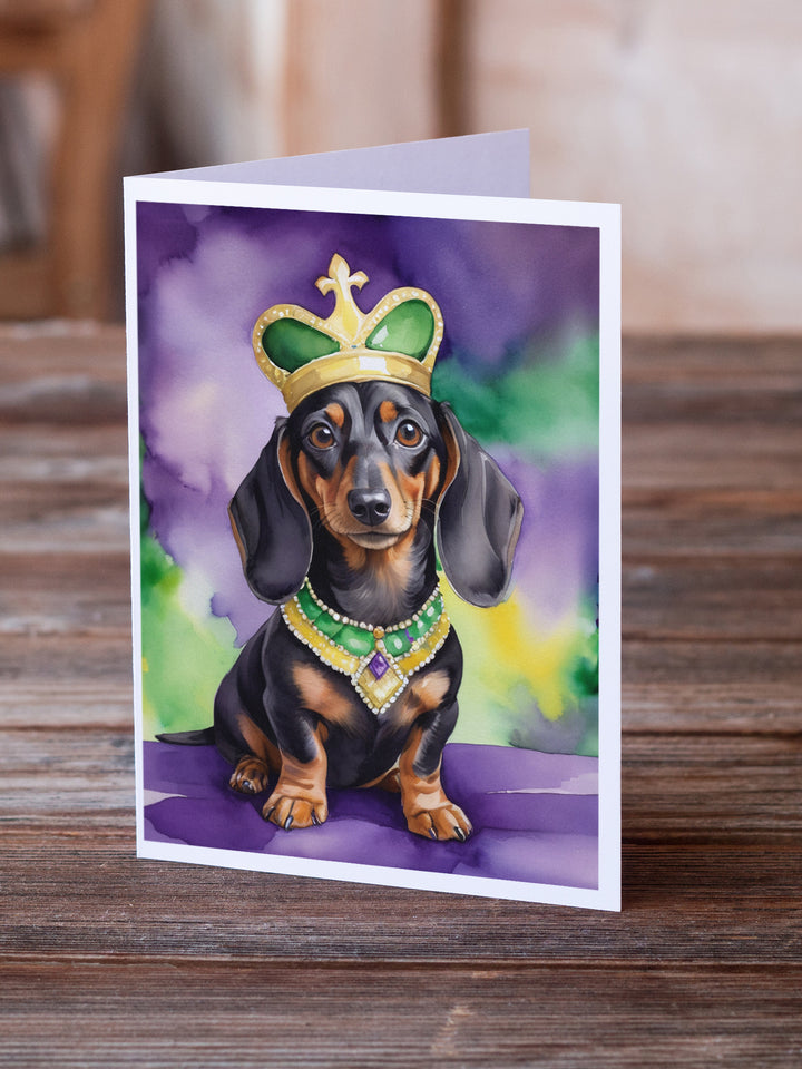 Dachshund King of Mardi Gras Greeting Cards Pack of 8 Image 2