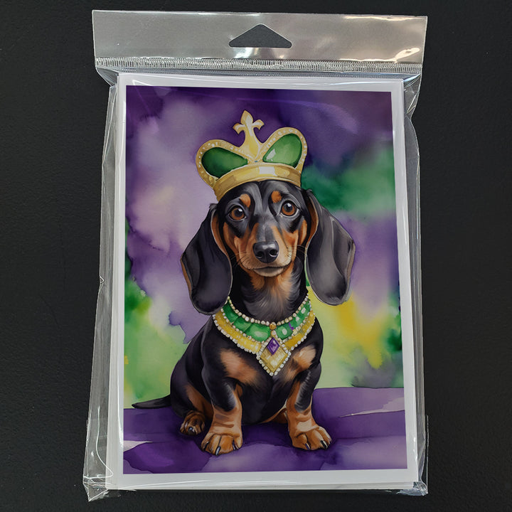 Dachshund King of Mardi Gras Greeting Cards Pack of 8 Image 3