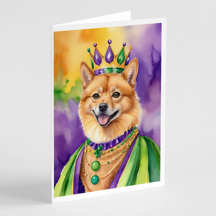 Finnish Spitz King of Mardi Gras Greeting Cards Pack of 8 Image 1