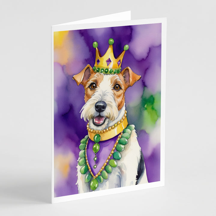 Fox Terrier King of Mardi Gras Greeting Cards Pack of 8 Image 1