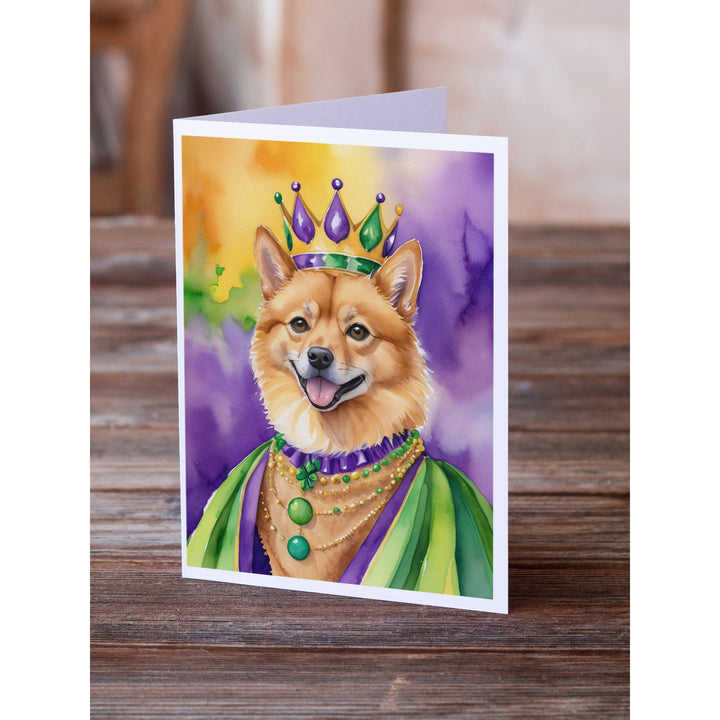 Finnish Spitz King of Mardi Gras Greeting Cards Pack of 8 Image 2