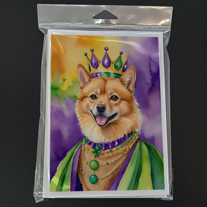 Finnish Spitz King of Mardi Gras Greeting Cards Pack of 8 Image 3