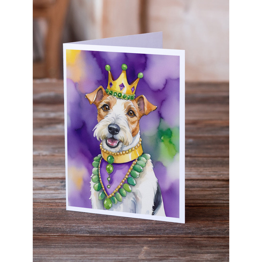 Fox Terrier King of Mardi Gras Greeting Cards Pack of 8 Image 2