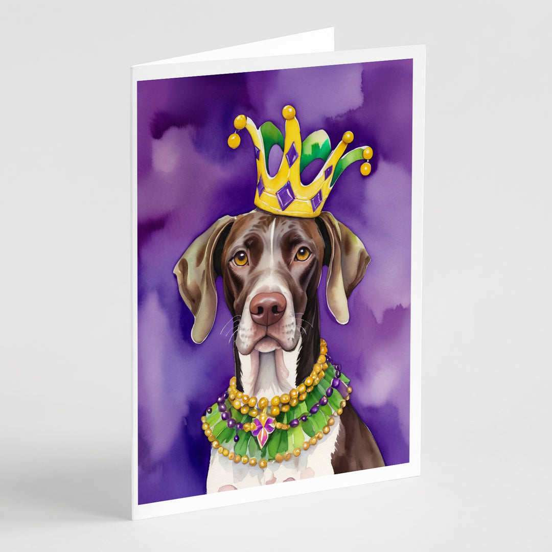 German Shorthaired Pointer King of Mardi Gras Greeting Cards Pack of 8 Image 1