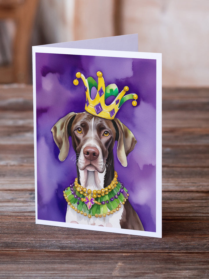 German Shorthaired Pointer King of Mardi Gras Greeting Cards Pack of 8 Image 2