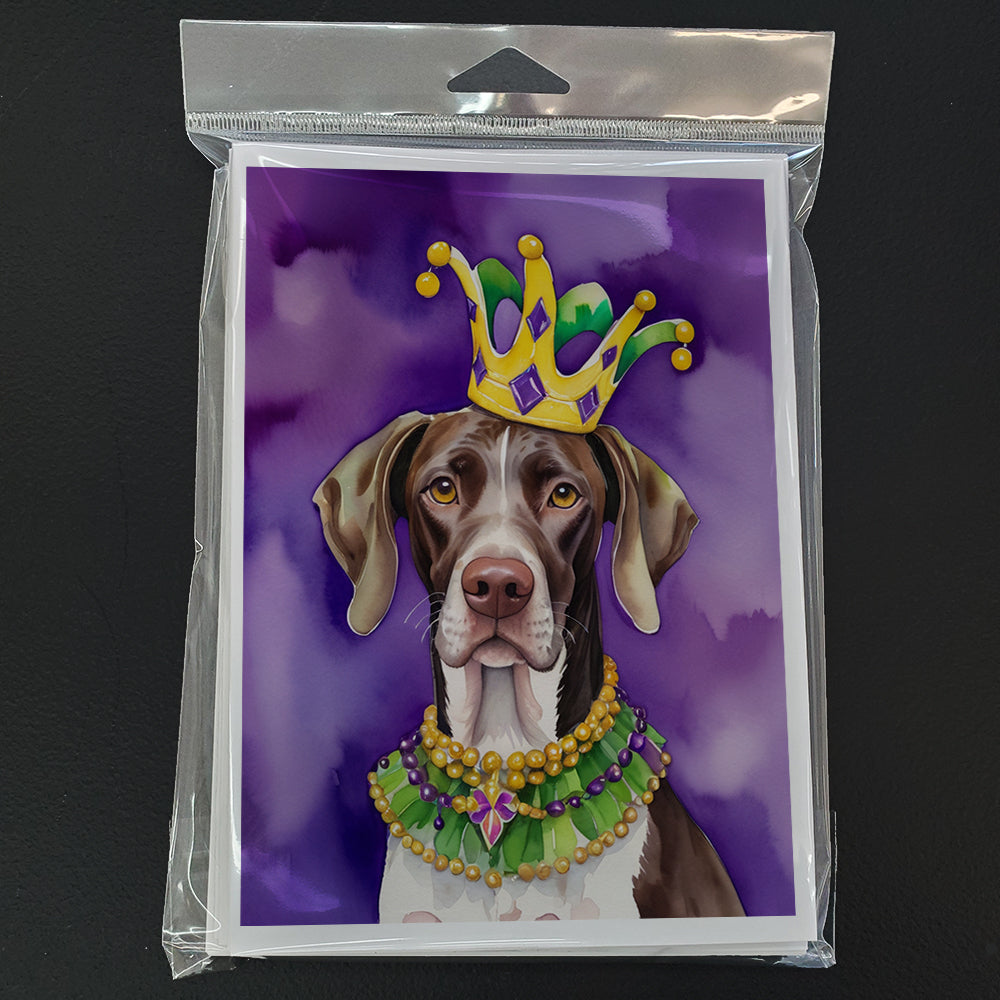 German Shorthaired Pointer King of Mardi Gras Greeting Cards Pack of 8 Image 3