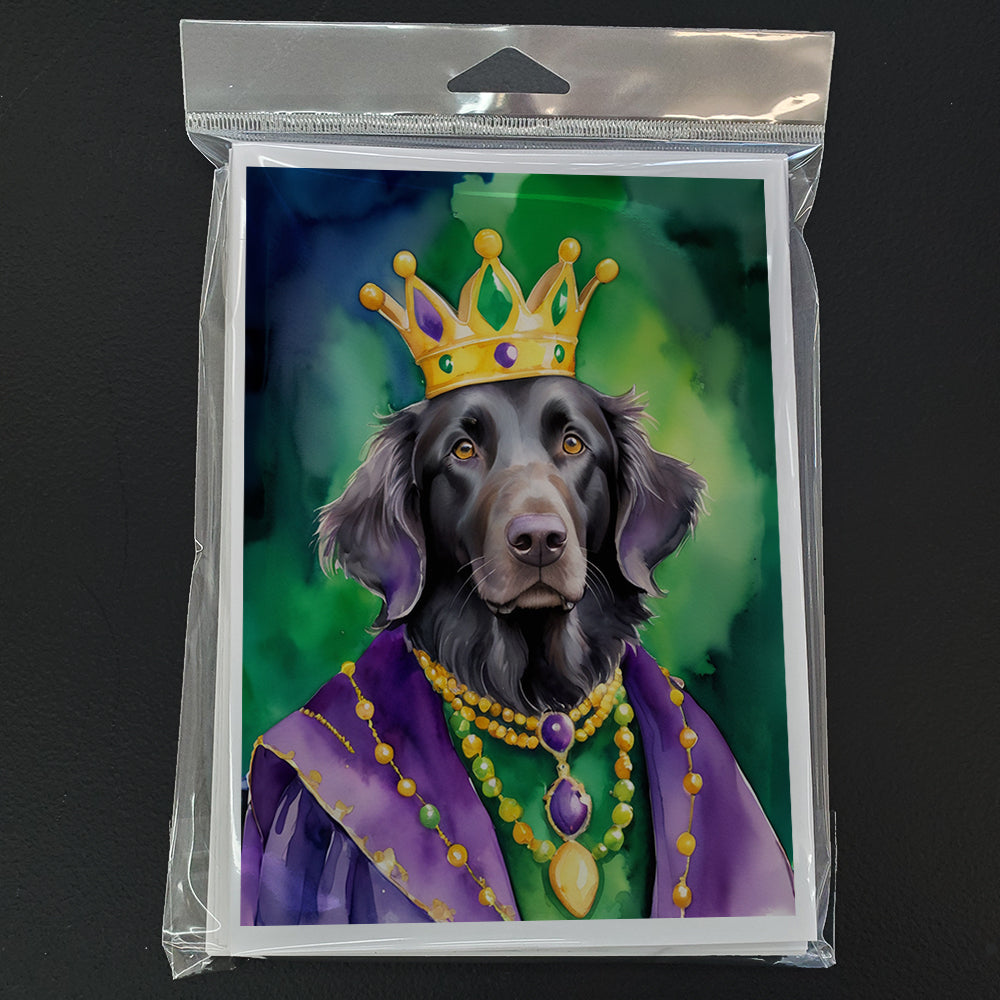 Flat-Coated Retriever King of Mardi Gras Greeting Cards Pack of 8 Image 3