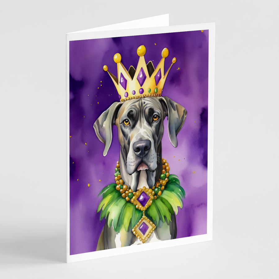 Great Dane King of Mardi Gras Greeting Cards Pack of 8 Image 1