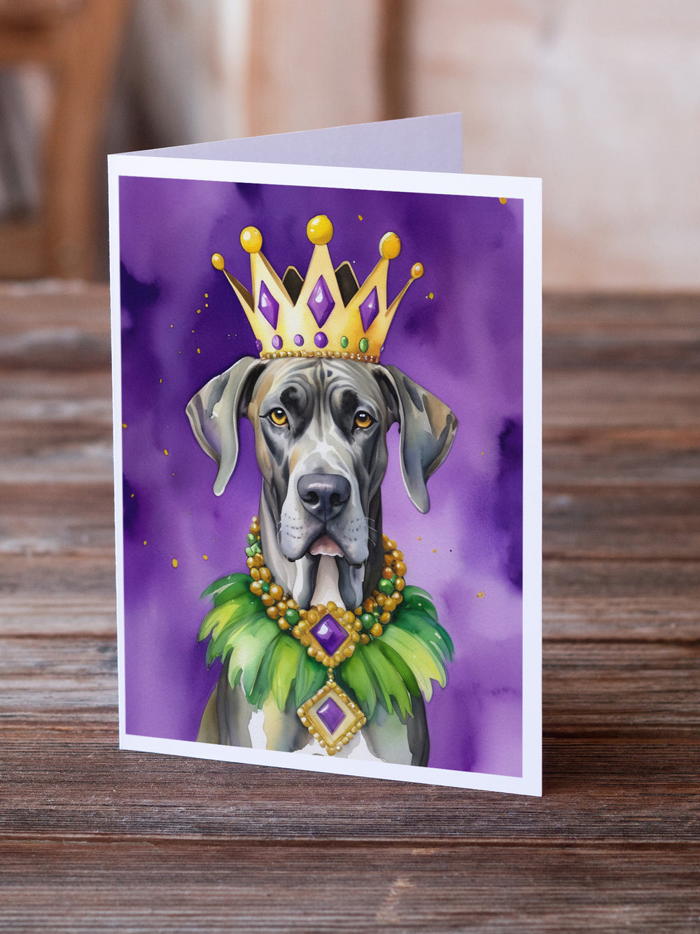 Great Dane King of Mardi Gras Greeting Cards Pack of 8 Image 2