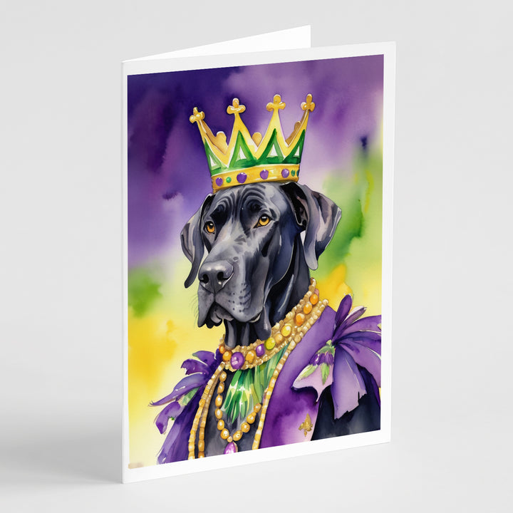 Great Dane King of Mardi Gras Greeting Cards Pack of 8 Image 1