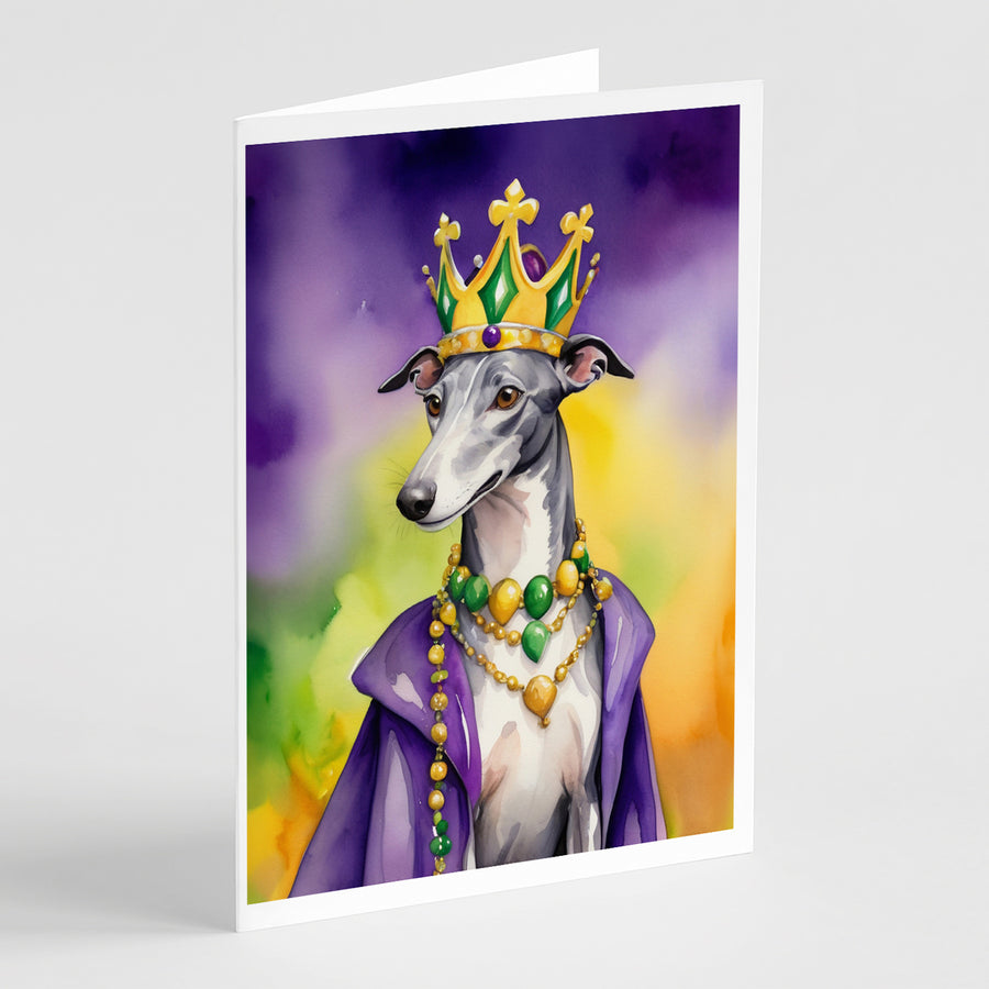 Greyhound King of Mardi Gras Greeting Cards Pack of 8 Image 1