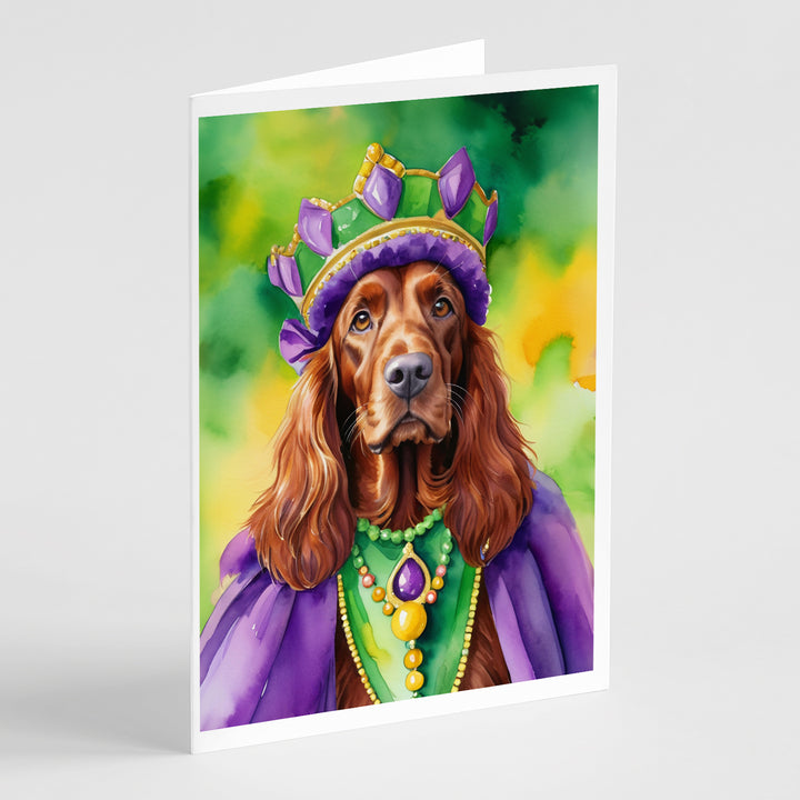 Irish Setter King of Mardi Gras Greeting Cards Pack of 8 Image 1