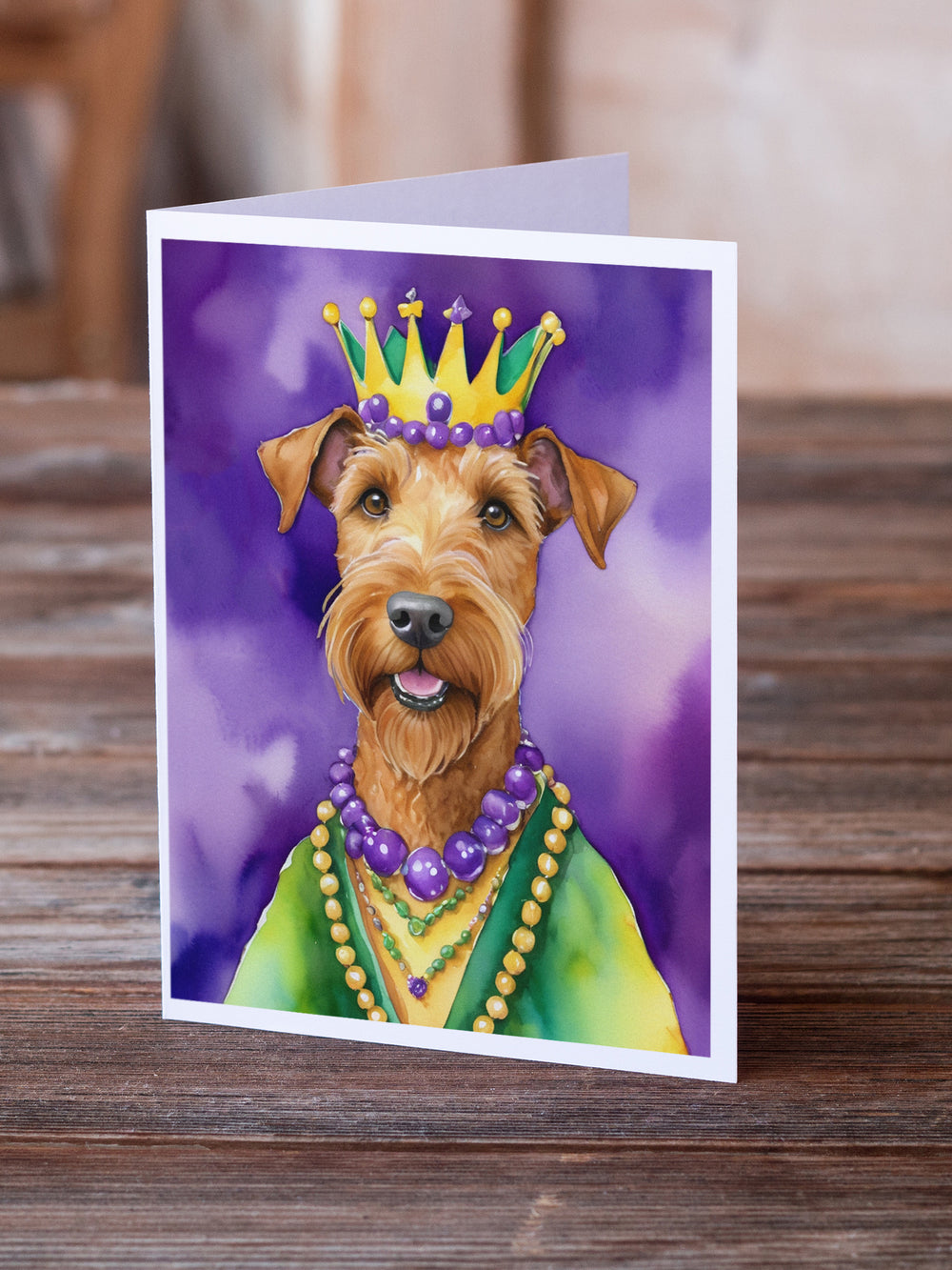 Irish Terrier King of Mardi Gras Greeting Cards Pack of 8 Image 2