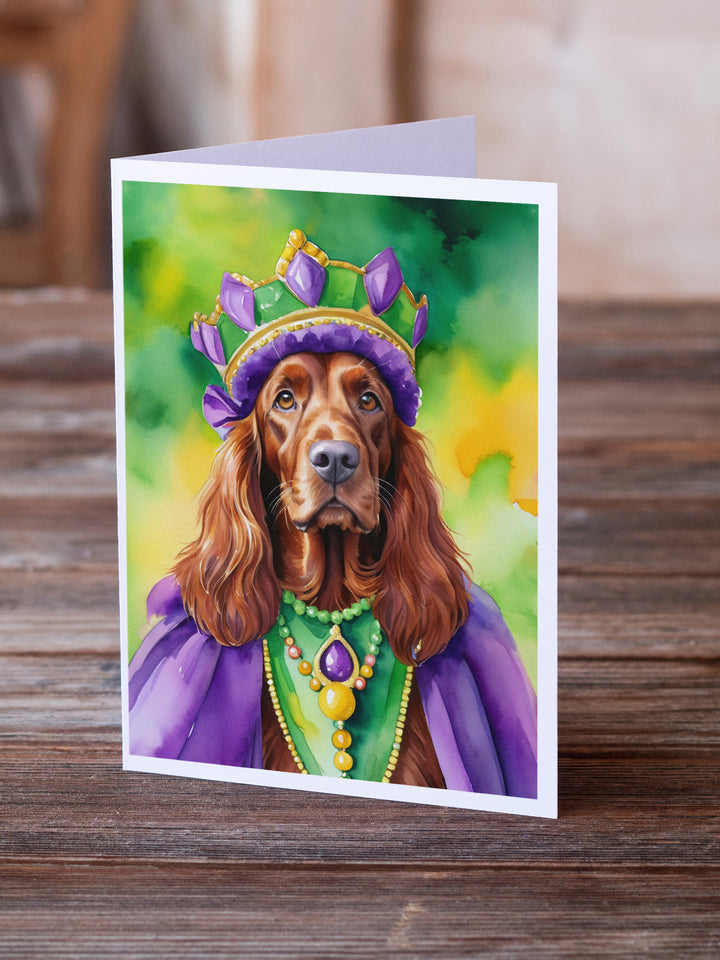 Irish Setter King of Mardi Gras Greeting Cards Pack of 8 Image 2