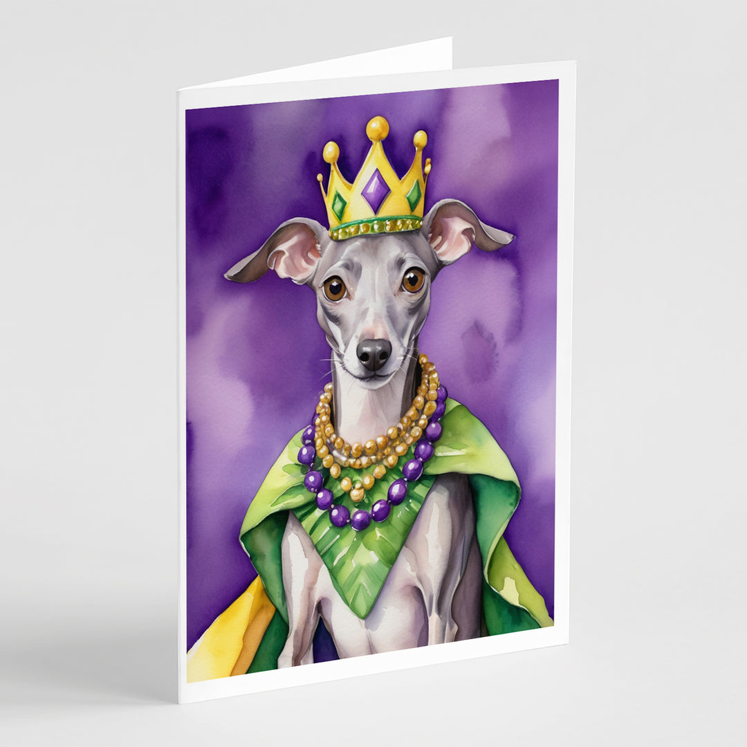 Italian Greyhound King of Mardi Gras Greeting Cards Pack of 8 Image 1