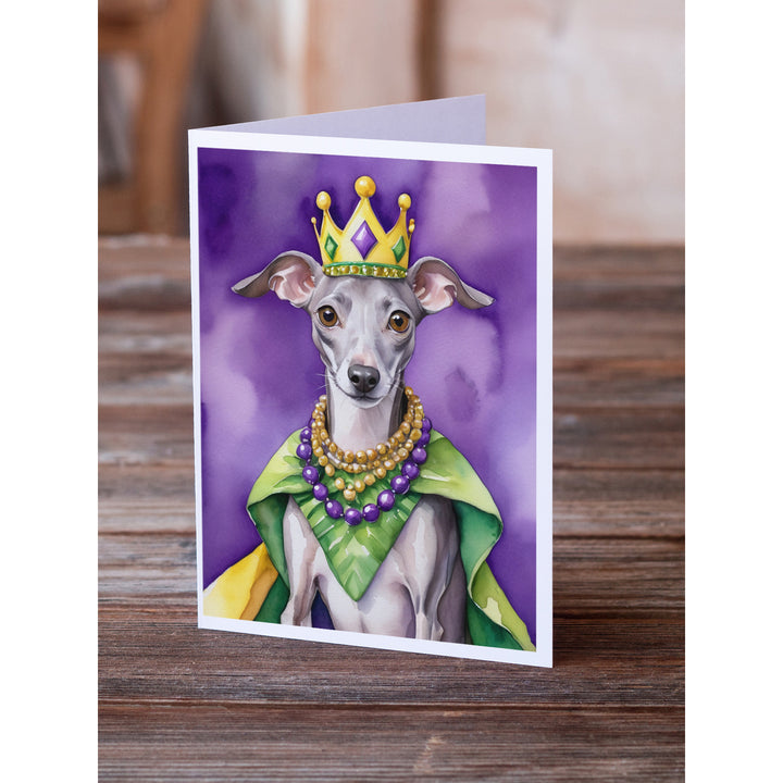 Italian Greyhound King of Mardi Gras Greeting Cards Pack of 8 Image 2