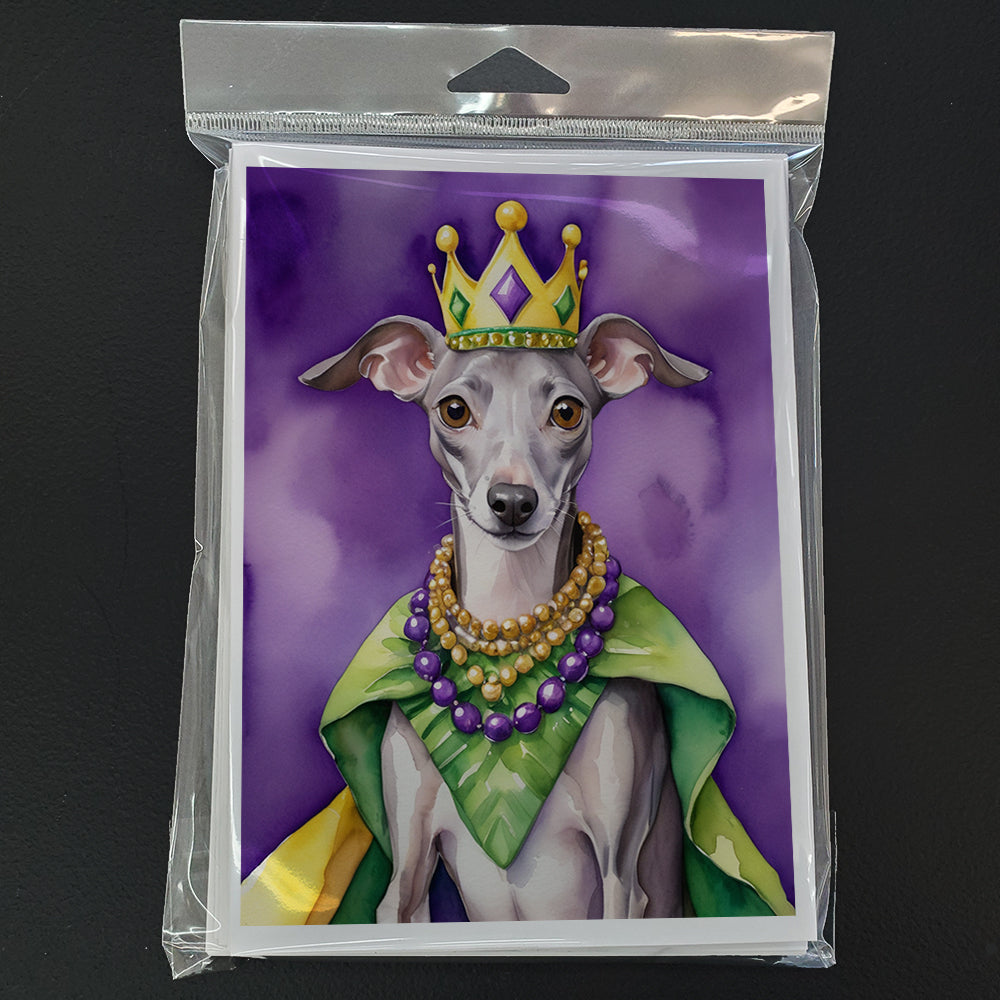 Italian Greyhound King of Mardi Gras Greeting Cards Pack of 8 Image 3