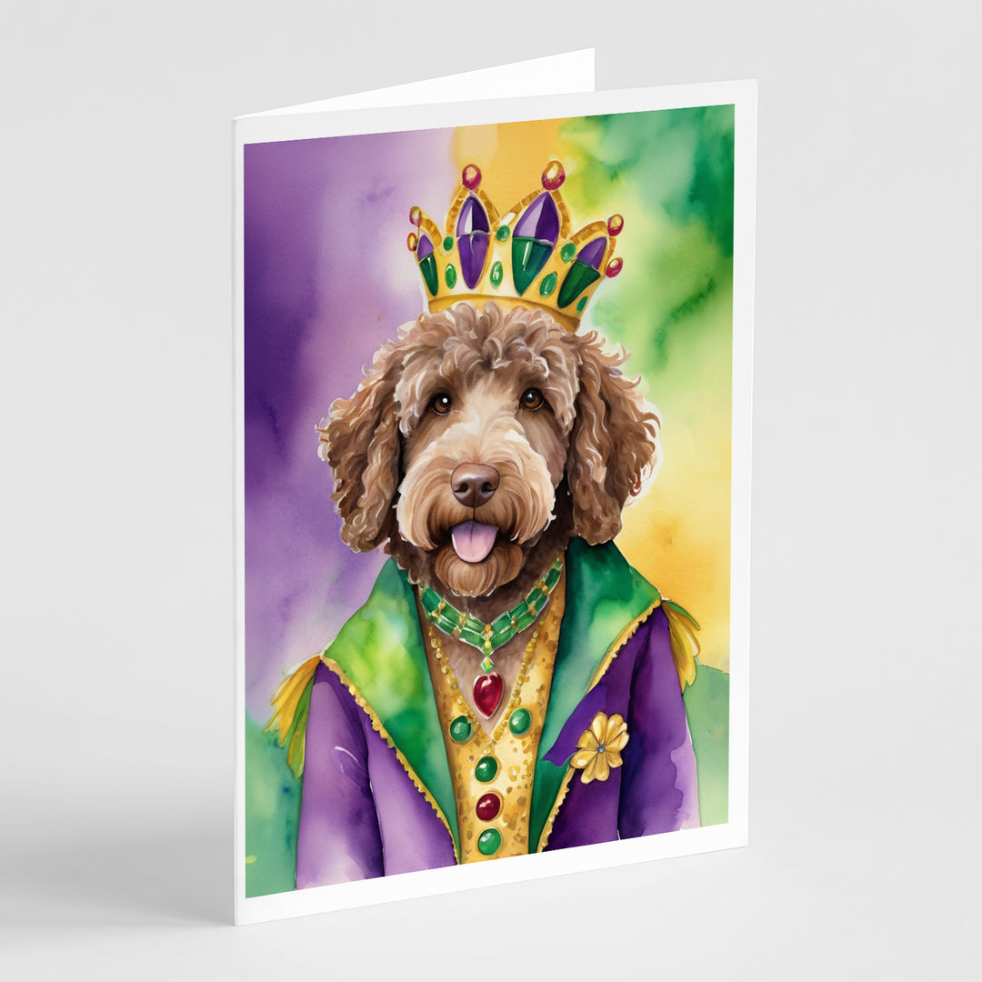 Labradoodle King of Mardi Gras Greeting Cards Pack of 8 Image 1