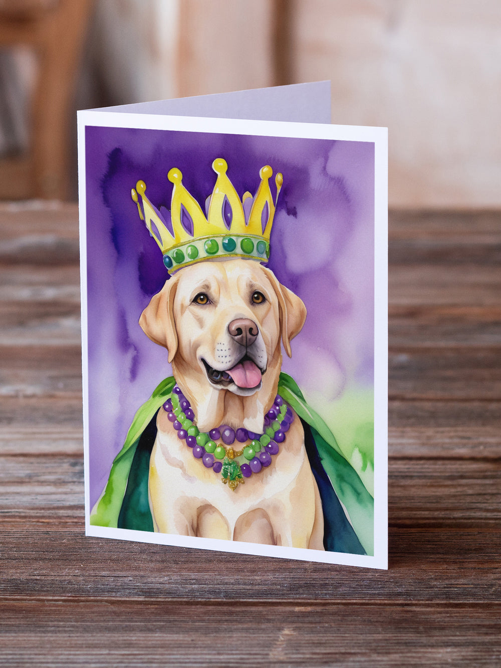 Labrador Retriever King of Mardi Gras Greeting Cards Pack of 8 Image 2